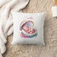 Coastal Girl's Baby Shower Personalized Throw Pillow