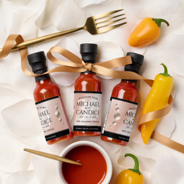 Elegant 30th Pearl Wedding Anniversary Celebration Hot Sauces