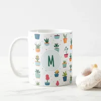 Cute Potted Plants Pattern Alphabet Coffee Mug
