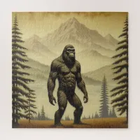 Vintage Bigfoot in the Mountains and Pines Jigsaw Puzzle