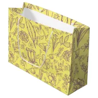 Simple Pink Floral on Yellow | Large Gift Bag