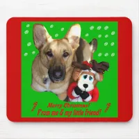 Christmas German Shepherd & Toy Reindeer Mouse Pad