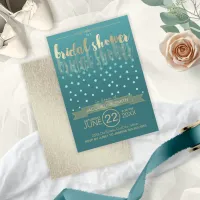 Floral Rain Bridal Shower Blue Gold ID303 Invitation