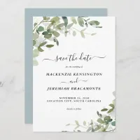 Dusty Blue Eucalyptus Wedding Save the Date