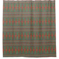 Southwest Desert Sagebrush Green Geometric Design  Shower Curtain