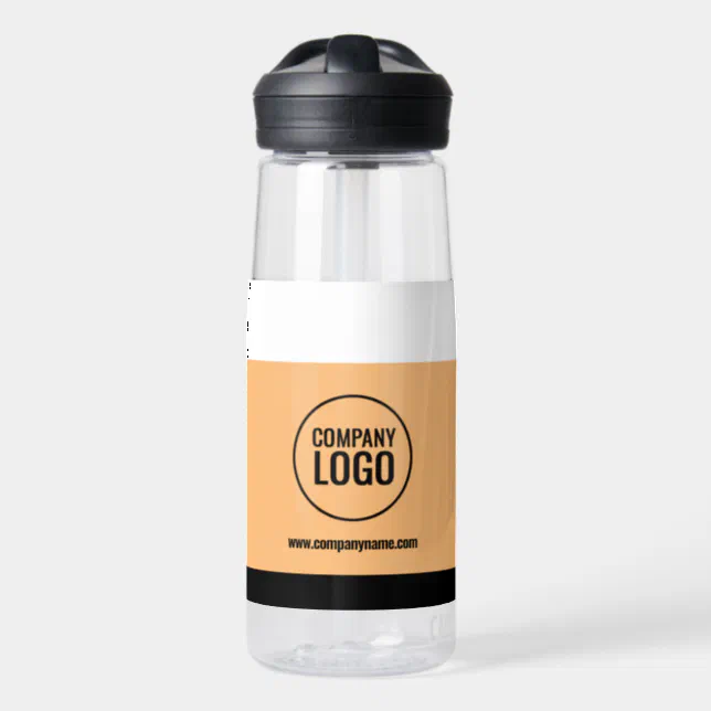 Modern White Peach Black Company Logo Website Water Bottle