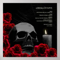 Gothic Halloween Drinks Menu Sign Skull Roses