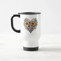 Personalized Floral Heart with Sentimental Message Travel Mug