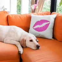 Hot Pink Ombre Lipstick Kiss Throw Pillow