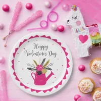 Floral Watering Can Valentine ID735 Paper Plates