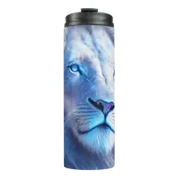 Beautiful White Mystical Lion with Blue Eyes   Thermal Tumbler