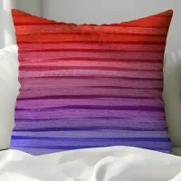 Vibrant Watercolor Gradient Stripes Throw Pillow