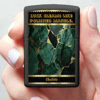 Elegant emerald marble with golden veining details zippo lighter