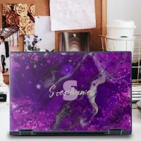 Marble Fluid Abstract Sparkly Purple Art Vibrant HP Laptop Skin