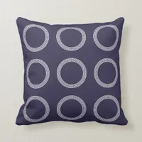 Hamptons Style Navy Indigo Blue White Geometric Throw Pillow