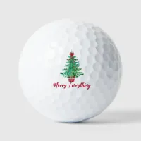 Festive Christmas Trees Merry Everything Holiday Golf Balls