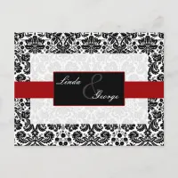 red damask  Wedding rsvp card