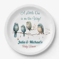 Whimsical Birds on Branches  Pastel Baby Shower Paper Plates