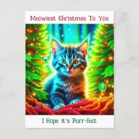 Personalized Christmas Kitten and Happy New Year Postcard