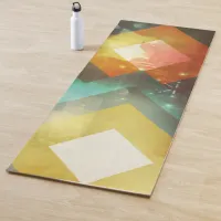 Seventies Orange Abstract Techno Triangles Yoga Mat