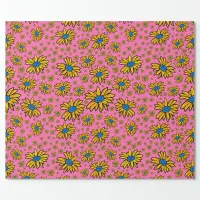 Pretty Daisies Yellow Blue Pink  Wrapping Paper