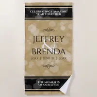 Elegant 1st Paper Wedding Anniversary Celebration Beach Towel