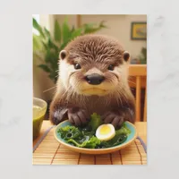 Otter With Seaweed Salad  Postcard