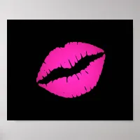 Black and Hot Pink Lipstick Kiss Poster