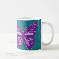 Turquoise and Purple Awareness Ribbons Coffee Mug