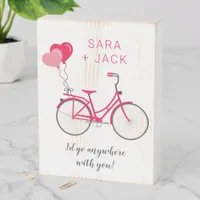 Love Hearts Bicycle Valentine Personalized Custom Wooden Box Sign