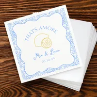 That's Amore Lemon Blue Tiles Amalfi Italy Wedding Napkins