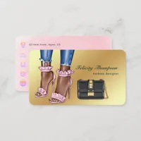 Pink and Gold Fashion Designer QR Code Business Card