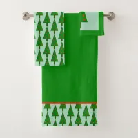 Bright Christmas Pine Forest Bathroom Towel Set