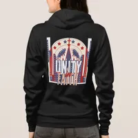 Unity in Faith: A Patriotic Denim Jacket for Women Hoodie