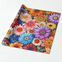 Cute little flower heads wrapping paper