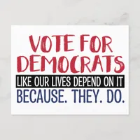 VOTE FOR DEMOCRATS POSTCARD