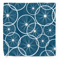 Stylish White Cyclist Bike Wheels on Navy Blue Bandana