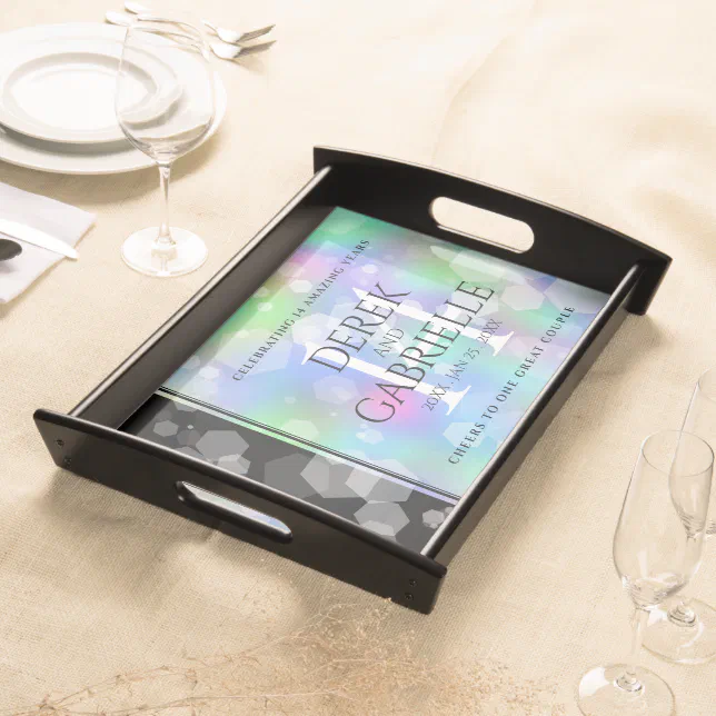 Elegant 14th Opal Wedding Anniversary Celebration Serving Tray