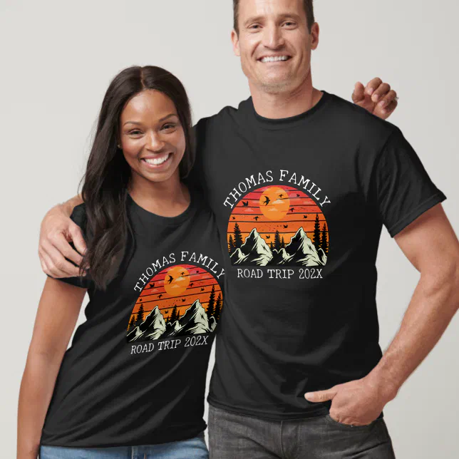 Custom Family Reunion Road Trip Mountain Sunset T-Shirt