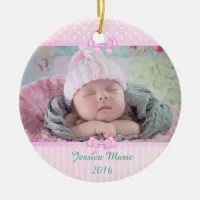 Personalized Pink Photo Christmas Ornament