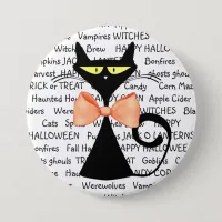 Happy Halloween Black Orange Bowtie Button