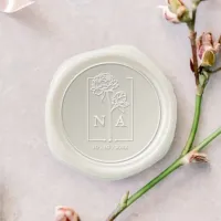 Modern Peony flower Couple Monogram Wedding Wax Seal Stamp