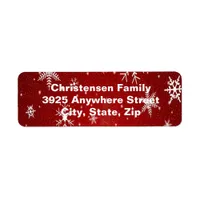 Snowflakes Red Background Address Labels