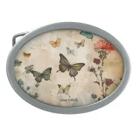 Butterflies and Red Heart Belt Buckle