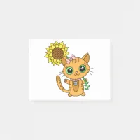 Cute Kawaii Cat Holding Flower Post-it Notes