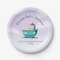 Baby Unicorn Bath Time | Baby Shower Paper Plates