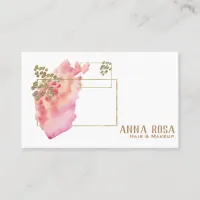 *~* Gold Girly Geometric Pink Peach  Watercolor Business Card