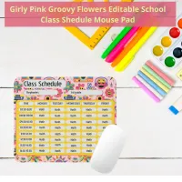 Groovy Girly Flowers Pink 2024 Class Schedule Mouse Pad