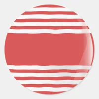 Red Stripes on White with Central Red Band Classic Round Sticker