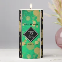 Elegant 19th Jade Wedding Anniversary Celebration Pillar Candle